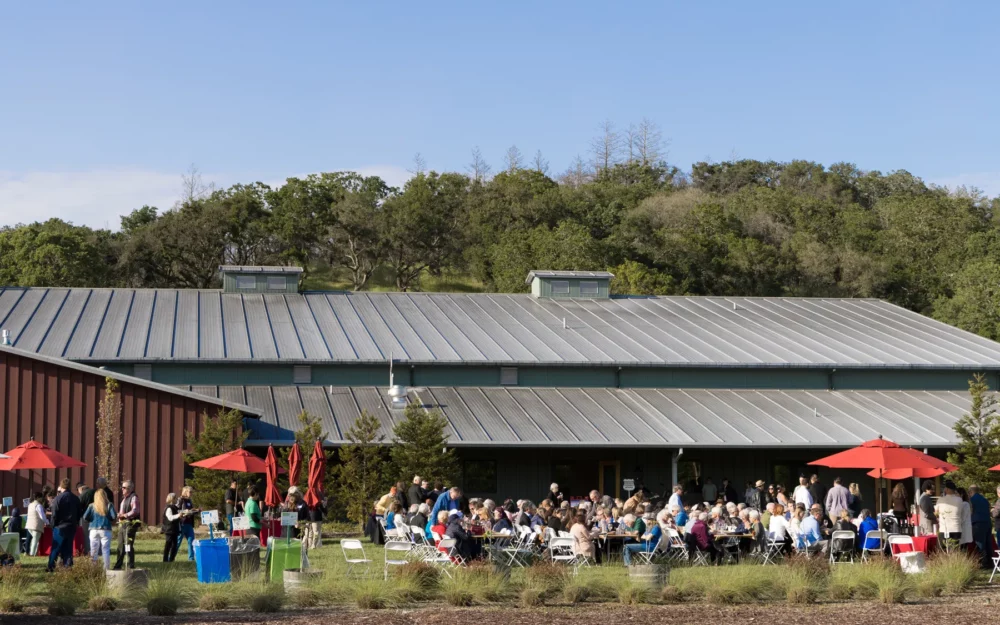 Guests seated outdoors at a private event at Sugarloaf Wine Co., event venue in Santa Rosa